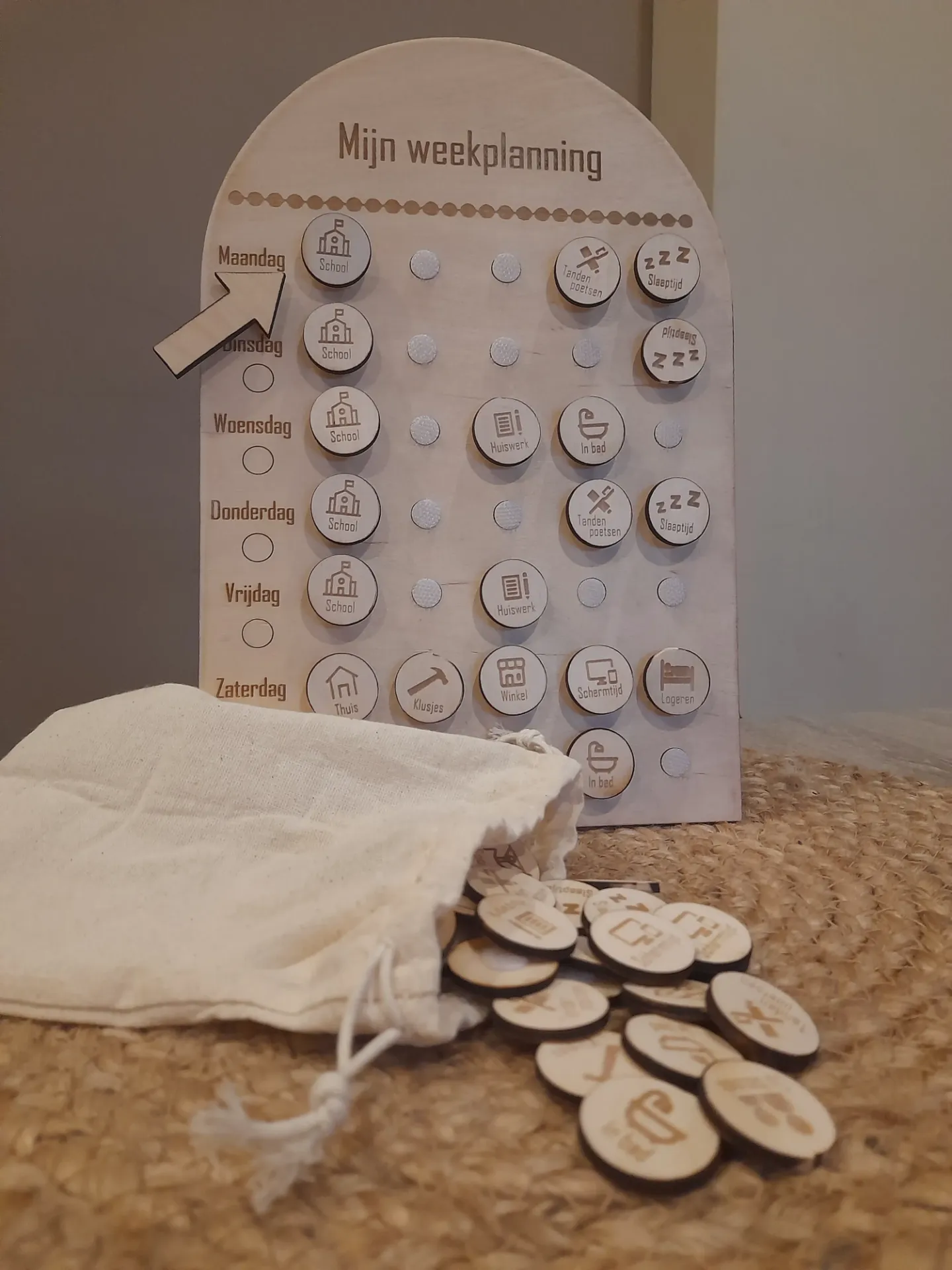 Houten weekplanner