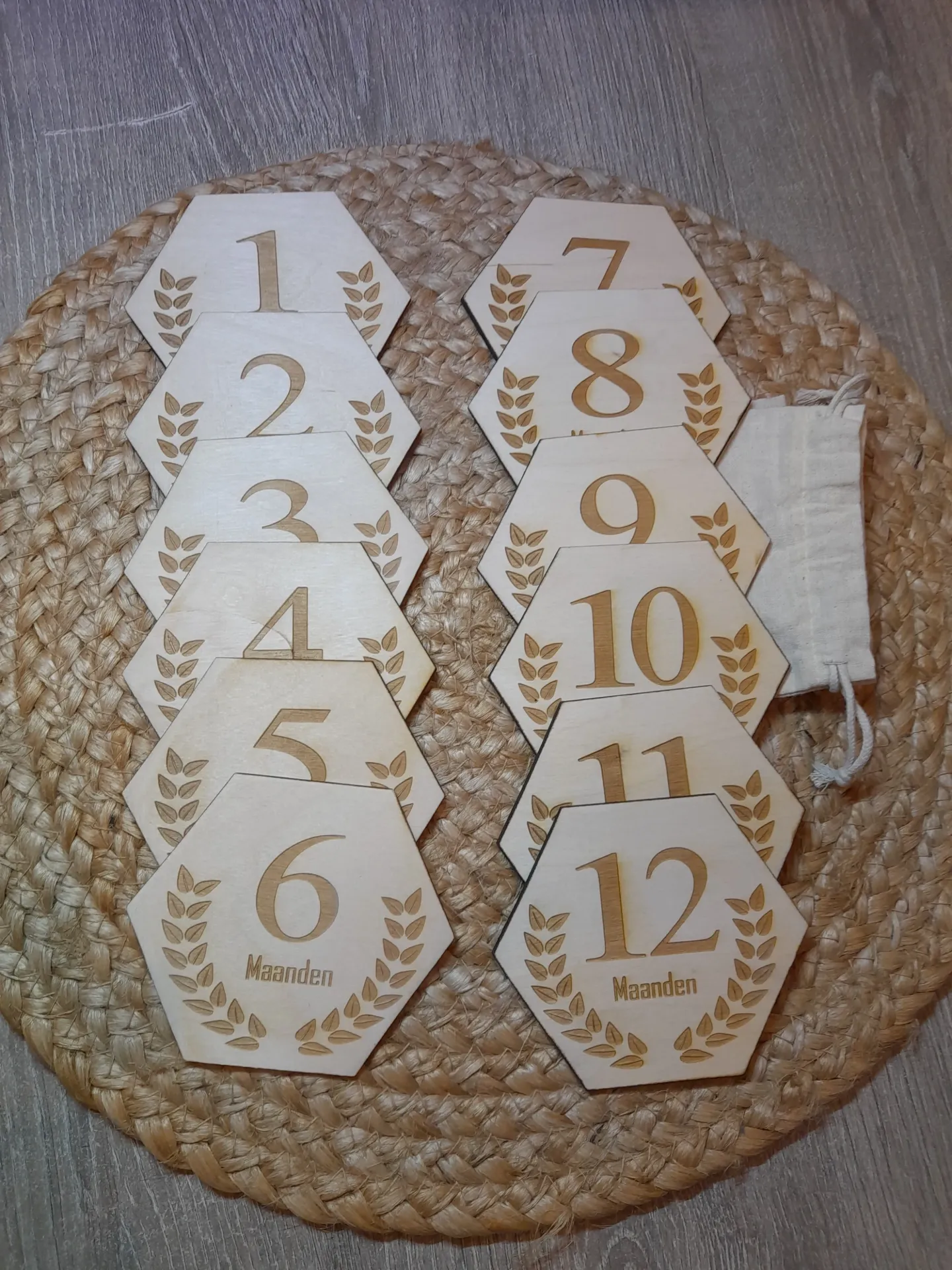 Houten mijlpaalkaarten 1-12maanden