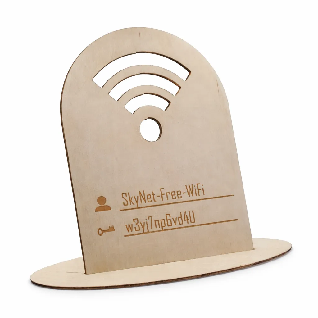 Houten wifi display voor onthaal / balie (19 cm)