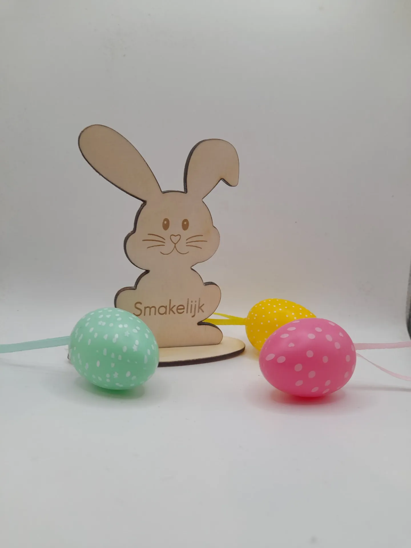 Houten paaskonijn met gravure (10 cm)